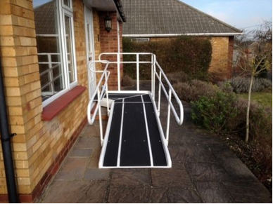 ramp wheelchair access platform fibreglass ramps handrails handrail temporary 6ft permanent semi turning inc 12ft
